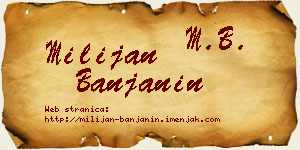 Milijan Banjanin vizit kartica
